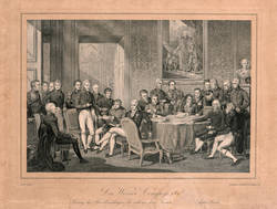 Der Wiener Congress 1815 / Sitzung der Bevollmächtigten der acht an dem Tractate beteiligten Mächte.