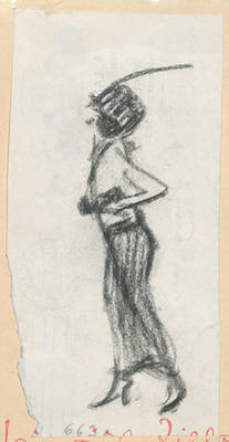 Junge Frau mit Hut und schwarzem langen Rock