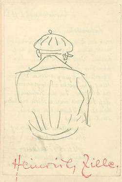 Rückenbild eines Mannes mit Mütze