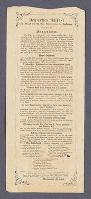 "Deutsches Maifest am Abend des 20. Mai [1848], Sonnabends im Odeon." - Programmzettel