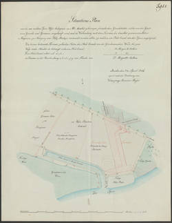 Situations Plan von den, am rechten Spree Ufer belegenen, zu Alt Moabit gehörigen Grundstücken;