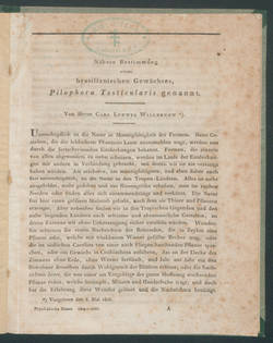 Nähere Bestimmung eines brasilianischen Gewächses, Pilophora Testicularis genannt, / Von Carl Ludwig Willdenow (vorgelesen den 8. Mai 1806).;
