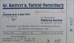 Eintrittskarte Konzert u. -Varieté-Vorstellung im Restaurant Viktoria-Garten am Treptower Park
