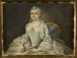 Porträtminiatur einer Dame im blauen Kleid