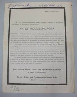 Einladung zur Einweihung eines Denkmals für Fritz Wollschläger