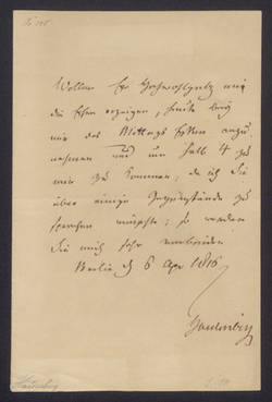 Brief des Staatskanzlers Fürst von Hardenberg - Einladung zum Mittagessen;