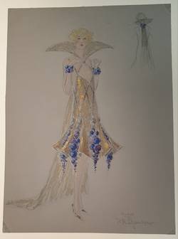 Kostümentwurf, mit Blüten dekoriertes Tanzkleid
