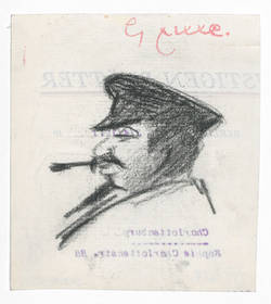 Rauchender Mann mit Schnurrbart und Mütze