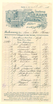 Brief - Rechnung von Versandhaus M. Liemann an Peter Harms