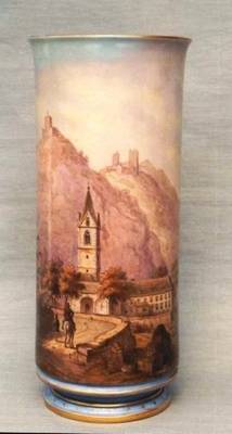 Vase mit Vedutenmalerei, Kloster Bornhofen am Rhein;