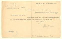 Brief von Direktor des Zoologischen Gartens m.e.U. an Heinrich Zille betr. Begleitung seiner Familie