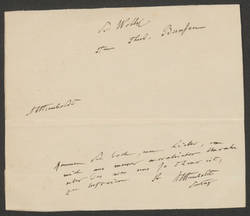 Alexander von Humboldt an Theodor Bunsen (Billet)