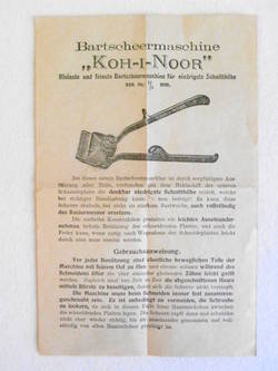 Gebrauchsanweisung für Bartscheermaschine "Koh-i-Noor"