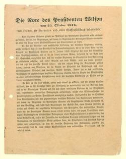 Die Note des Präsidenten Wilson vom 23. Oktober 1918.