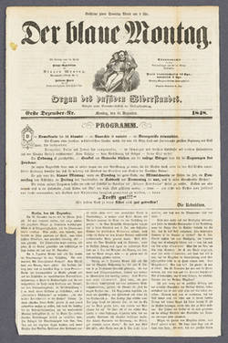 "Der blaue Montag. - Organ des passiven Widerstandes. - Erste Dezember-Nr. 1848."