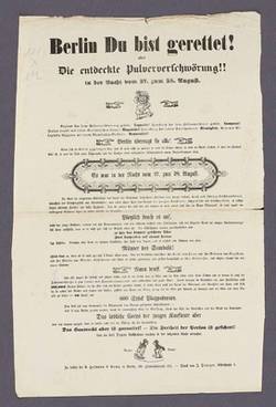 "Berlin Du bist gerettet! oder Die entdeckte Pulververschwörung!! in der Nacht vom 27. zum 28. August."