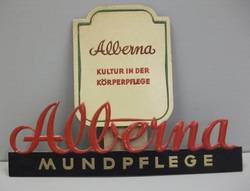 Werbeaufsteller für "Alberna Mundpflege" von Kosmadon (?)