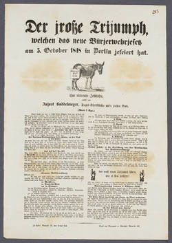"Der jroße Trijumph welchen das neue Bürjerwehrjesetz am 5. Oktober 1848 in Berlin jefeiert hat."