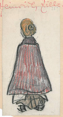 Frau mit rotem Cape, Rückenansicht