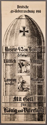 Deutsche/ Kriegs=Überraschung 1914/ Unsere 42 cm. Bombe