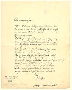 Eigenhändiger Brief von Alexander Olbricht an Heinrich Zille betr. der Übersendung der "Hetärengespräche"