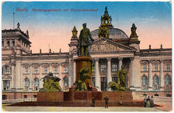 "Reichstagsgebäude mit Bismarckdenkmal"