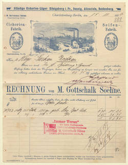 Brief - Rechnung von Firma M. Gottschalk Soehne an Hugo Purkan aus Drebkan;