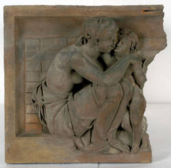 Bildhauerfamilie (Frau mit Kind), Brüstungsplatte von der Berliner Bauakademie;