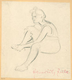 Frau in Unterwäsche, sitzend
