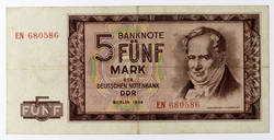 Geldschein 5-Mark der Deutschen Notenbank DDR