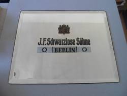 Spiegel mit Firmenwerbung J. F. Schwarzlose Söhne Berlin;