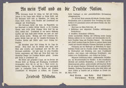 "An mein Volk und die Deutsche Nation" - Proklamation von Friedrich Wilhelm IV. - Maueranschlag