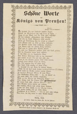 „Schöne Worte des Königs von Preußen“! - Gedicht.
