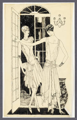 Modezeichnung: "Die schönen, eleganten Zipfelkleider"