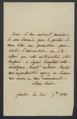 Anne-Marie Cuvier, Brief