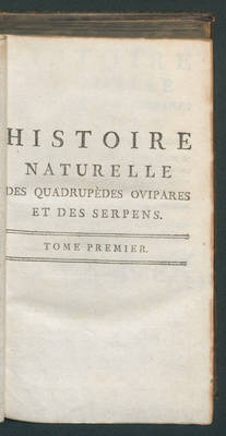 Histoire naturelle des quadrupèdes ovipares et des serpens... / par M. le Compte de la Cepède...
T.1;