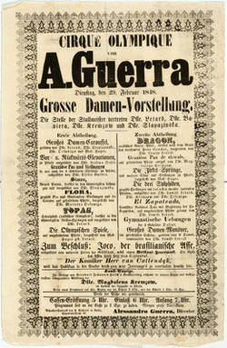 Cirque Olympique von A. Guerra. Gross Damen-Vorstellung;