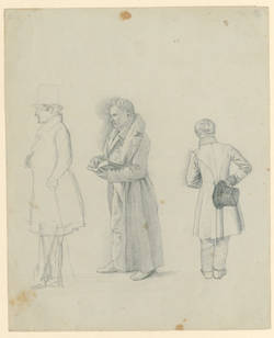 Studie Alexander von Humboldt und zwei Herren mit Zylinder