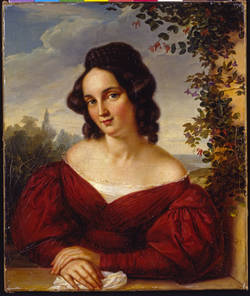 Bildnis Clara Hitzig (1812-1873) im roten Kleid