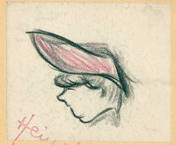 Studie Frauenkopf mit Hut