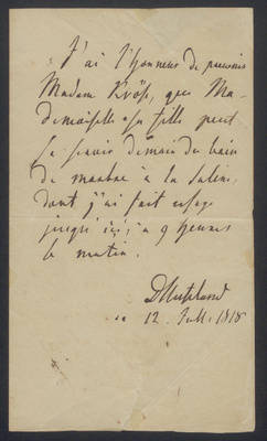 Christoph Wilhelm Hufeland an Madame Kröse;