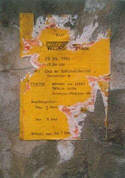 Plakat "Club der Volkssolidarität, Gartenstraße 6, Wohnen und Leben in Berlin-Mitte"