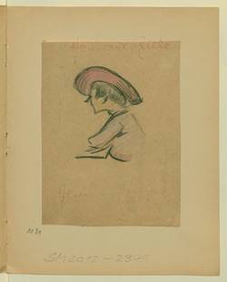Studie einer Frau mit rosa Hut