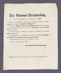 Bekanntmachung des Beschlusses der Nationalversammlung vom 11. November 1848