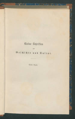 Kleine Schriften zur Geschichte und Cultur / Von Ferdinand Gregorovius
1. Bd;