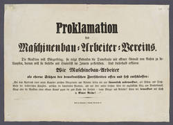 "Proklamation des Maschinenbau-Arbeiter-Vereins."