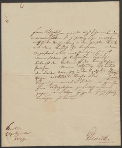 Handschriftlicher Brief von General-Lieutenant von Diericke an Prof. Fischer;