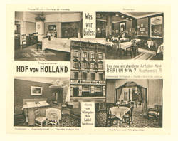 Hof von Holland. Das neu entstandene Artisten-Hotel