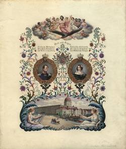 Huldigungsblatt für Friedrich Wilhelm IV und Elisabeth;