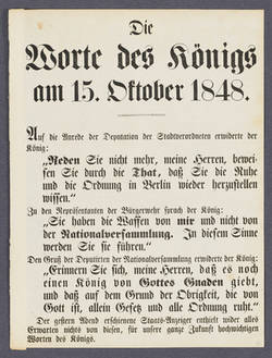 "Die Worte des Königs am 15. Oktober 1848."